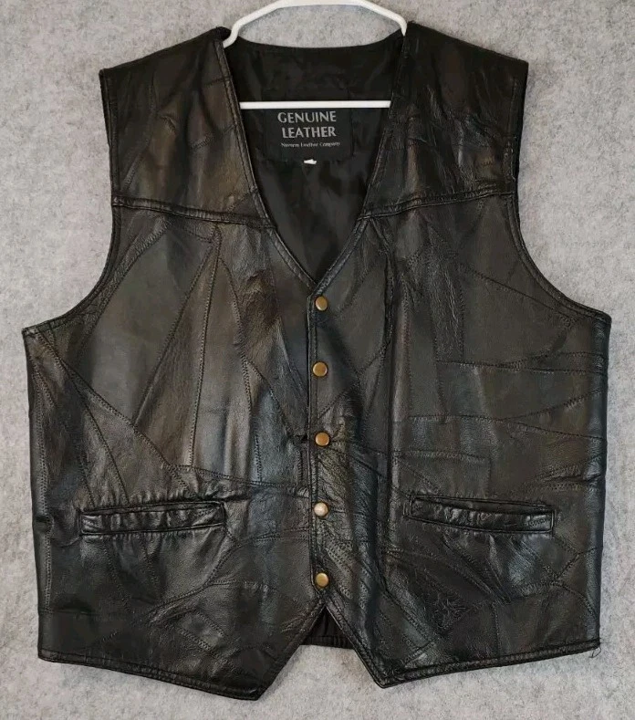 Navarre Leather Company Vest Mens Size 3XL Biker Snap Buttons Riding 2 Pockets