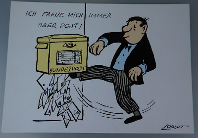 Kunst-Postkarte Loriot ''Ich freue mich immer über Post'' um/ab 1980 (96804)