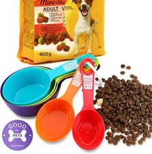 Petfactors Pet Food Scoop, 6PCS Plastic Measuring Cups for Dog Cat and Bird Food
