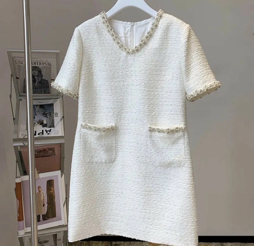 Tweed short hotsell sleeve dress