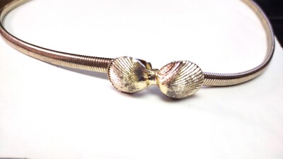 Gold Tone Metal Snake Chain Stretch Belt Shell Seashell  display picture 1