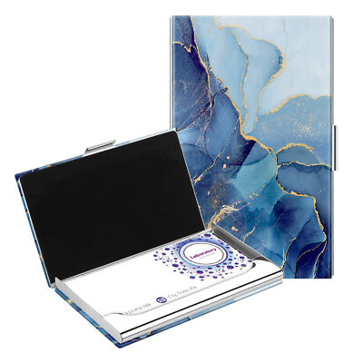Business Card Holder Vegan Leather Coated Stainless Steel Slim
