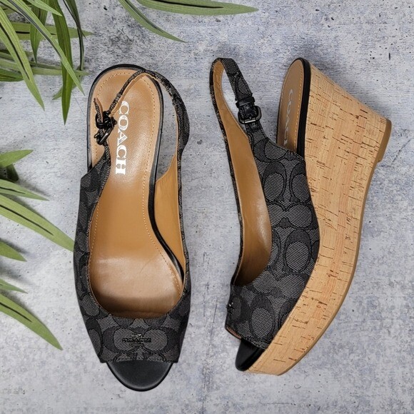 coach ferry signature platform wedge sandal