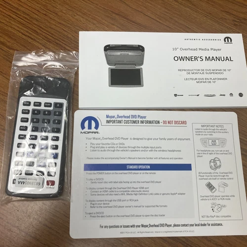 MOPAR Wireless Infrared Remote 68189014AA and Manual for Media ￼Player