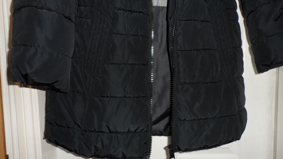 Ladies Next Black Shower Resistant Padded Hooded Puffer Coat, UK Size