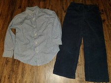 Outfit Dress Lot Children's Place White Blue Plaid 5-6 Sonoma Corduroy Pants 6