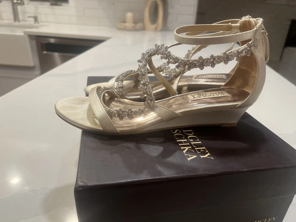 Badgley Mischka 8.5 Studded Sandals - Worn Once - Dustbag & Box Included - Image 3 of 4