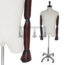 NEW High Quality Male Tailors Dummy With Articulated Wooden Arms & Metal Base