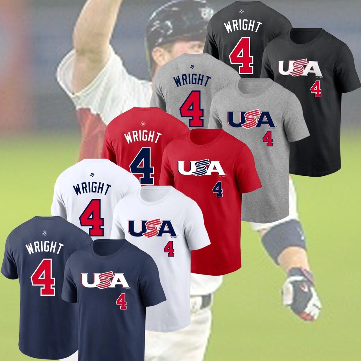 SALE!! David Wright #4 USA 2026 World Baseball Classic Name