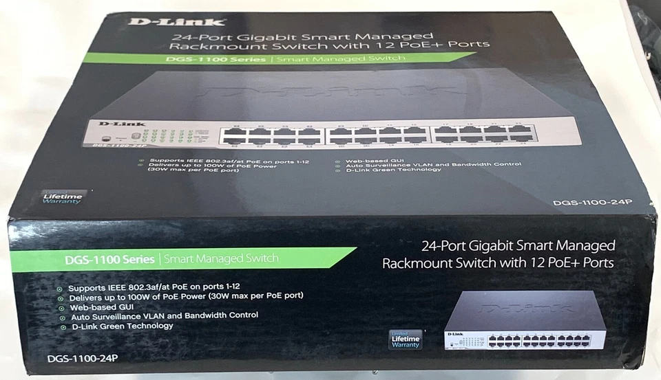D-Link DGS-1100-24P 24-Port Gigabit Smart Managed Rackmount Switch with 12 PoE+ - Image 3 of 4