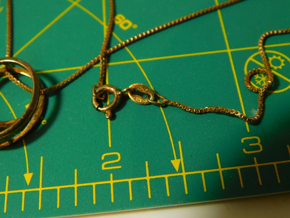 Schwebender Kreis CZ Stein Vergoldet 925 Sterlingsilber 18" Halskette 1k 39 - Bild 3 von 3