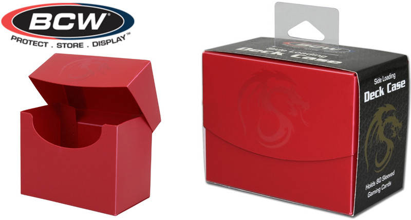 Red Side Loading Gaming Deck Case - Holds 80 Sleeved Gaming cards - Protector