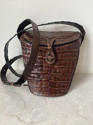 E Encueros De Colombia Croco Reptile Leather Handmade 9 x 6 x 3 Vintage