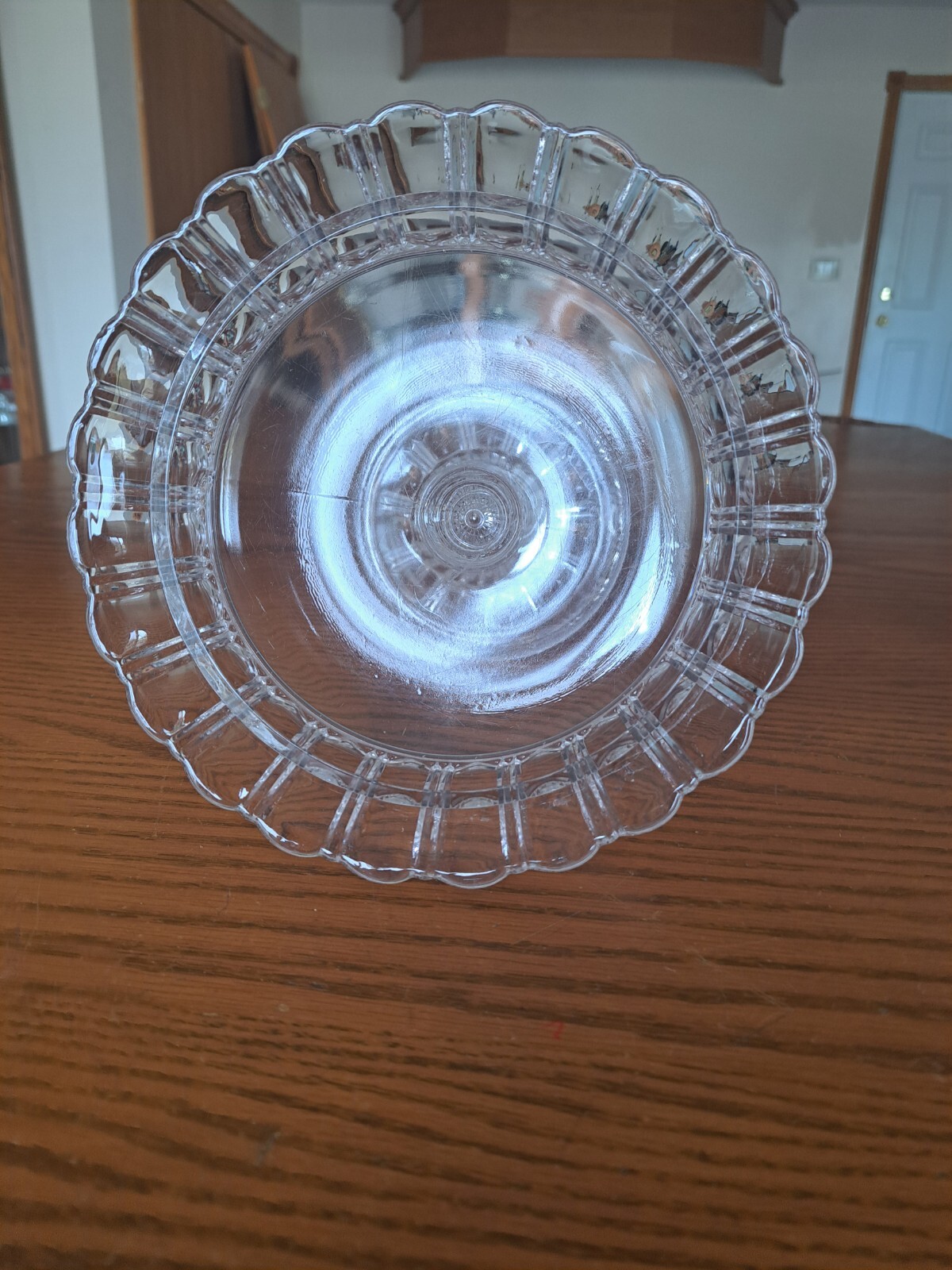 Pattern  Clear Glass Heavy Pressed Glass Pedestal Compote Centerpiece Fruit Bowl