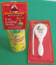 Curious George Brush Comb Baby Feeding Bottle 9 oz Plastic NIP New