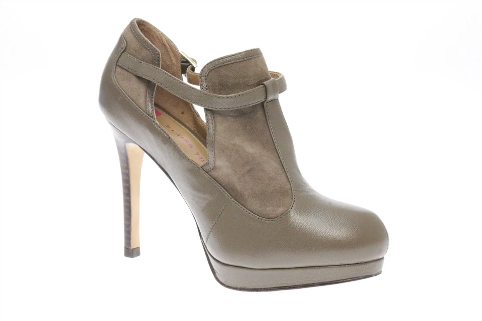 Womens Elaine Turner Taupe Leather Open Sides High Heel Booties Size 6 NEW - Image 4 of 4
