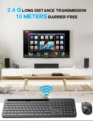 TedGem 2.4G Laptop PC TV 2-in-1 USB Ergonomic Wireless Keyboard & Mouse w Holder - Picture 4 of 11
