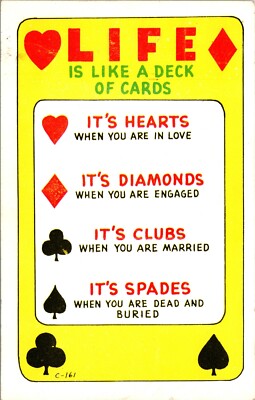 Life is Like a Deck of Cards Funny Vintage Postcard Laff Gram