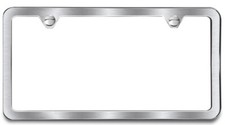 Slim Style Stainless Steel License Plate Frame Brush Satin Finish 2 Holes