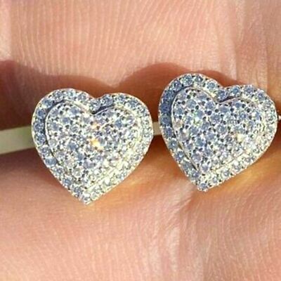 Boucles D'oreilles Fantaisie Clou - Diamant Simulé 2 Ct Or Rose Plaqué 14k - Neuf Sans Emballage
