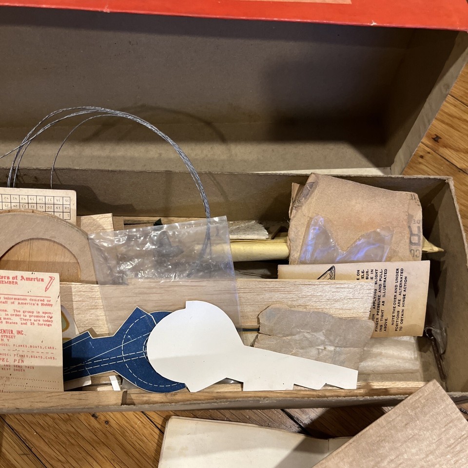 Box Of Miscellaneous Model Airplane PartsBalsa Wood ,Stickers