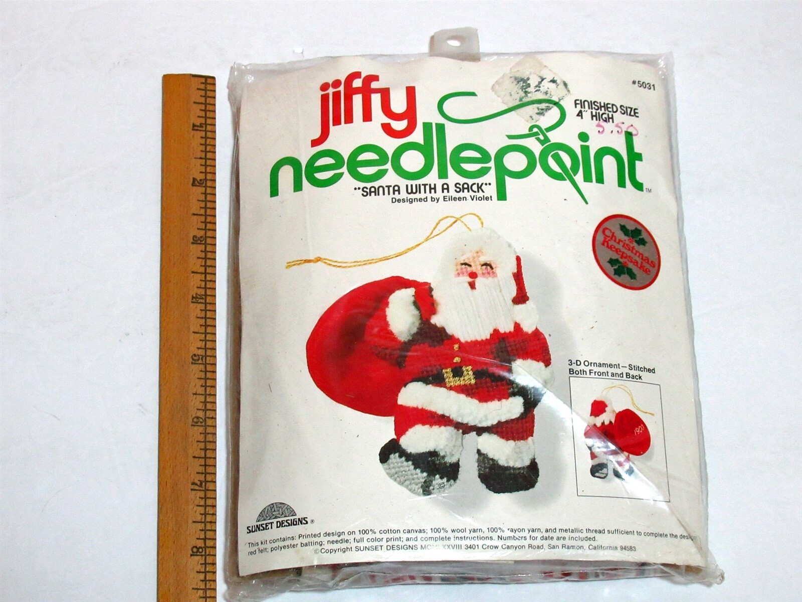 Lot 2 Christmas Needlepoint Kits Jiffy Santa w A Sack Bernat Quickpoint