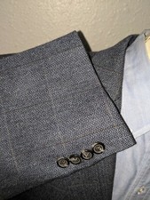 48R Ralph Lauren Wool tweed Brown Blue Bone Check Blazer sport Coat Jacket