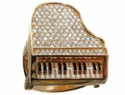 3Ct Rund Künstlicher Diamant Herren Modeschmuck Piano Ring 14K Rose Vergoldet