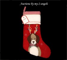 NWT Pottery Barn Kids DOG WITH ANTLERS Christmas Quilted Stocking NO MONOGRAM