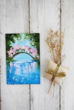 Original Oil Paintings Lake Floral Landscape Collectible Art