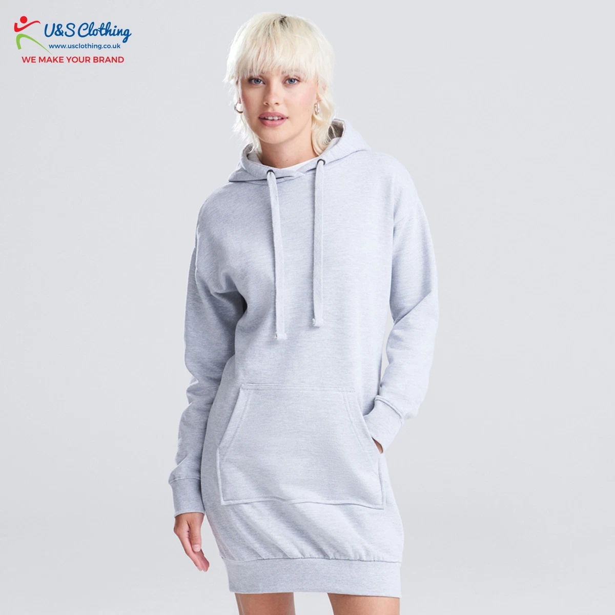 warmy hoodie dress The Oversized Hoodie,Casual Oversized For Women Pullover Long Sweatshirt Split Hem With Pockets or casual outings Women's Hoodie Dress - Casual
