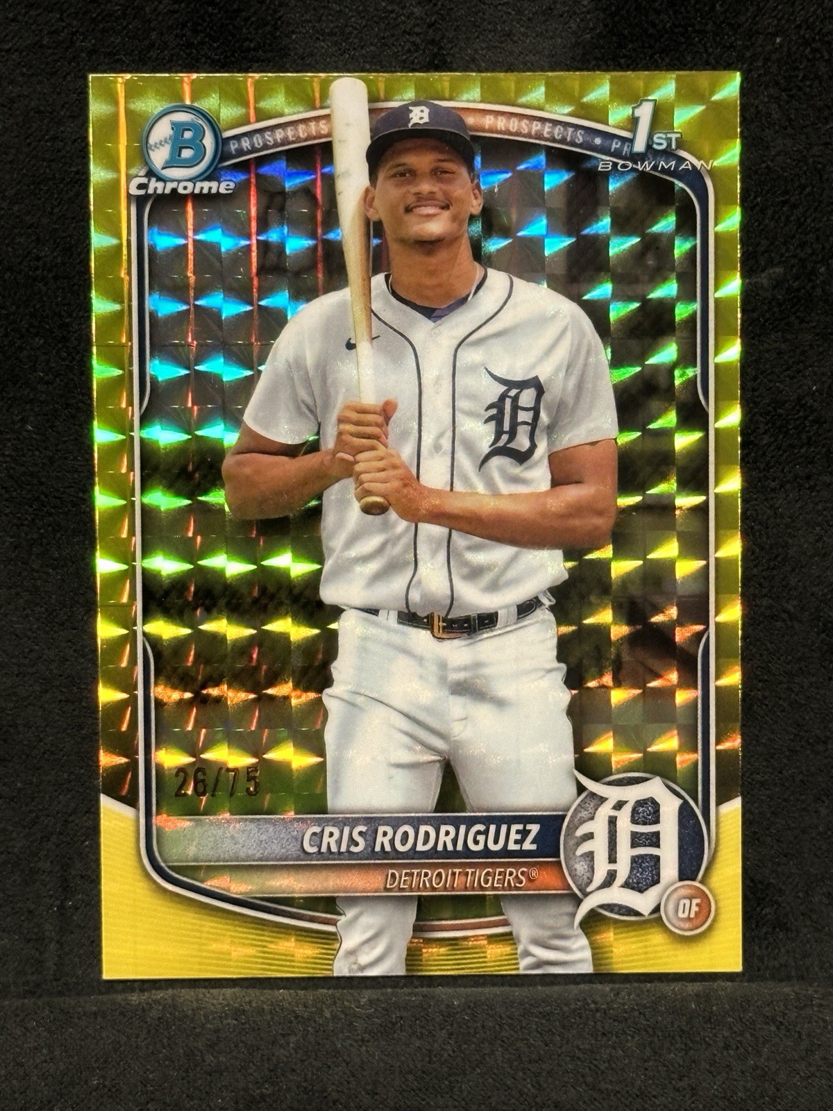 ☕️2025 BOWMAN CHROME BASEBALL PROSPECT 1ST YELLOW GEOMETRIC /75 CRIS RODRIGUEZ