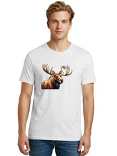 Moose-With-Ladybug Mens Graphic Tee, 100% Cotton, Casual Summer Wear