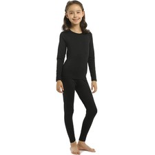 Girl  s Thermal Underwear Set Long Johns Fleece Lined Base Layer Top  Bottom ...