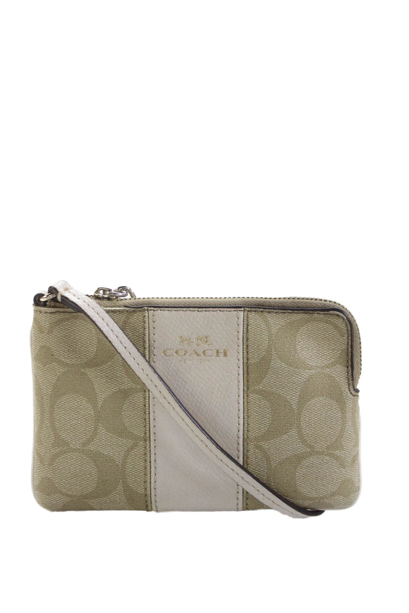 Coach Womens Monogram Zip Up Wristlet Wallet BeigeFree Shipping in US $100+ Orders | $6.95 Orders Below