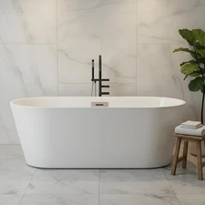 Durable Acrylic Construction Stand Alone Tub 55'' White Bath Tubs For Bathroom