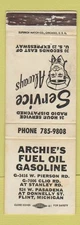 Matchbook Cover - Archie's oil gas Flint MI WORN