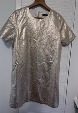 Boohoo Gold metallic Party Dress Size 10 80s 90s hen party 