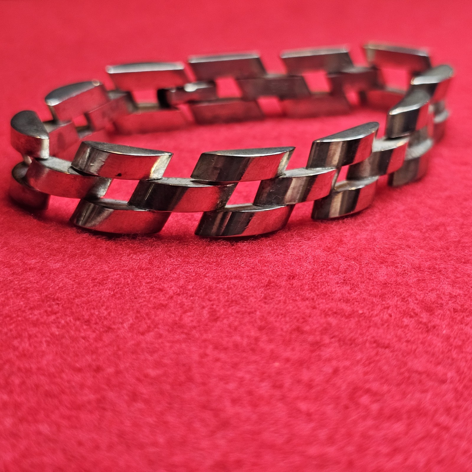 Men's Solid Sterling Silver 12mm Interlocking Lin… - image 3