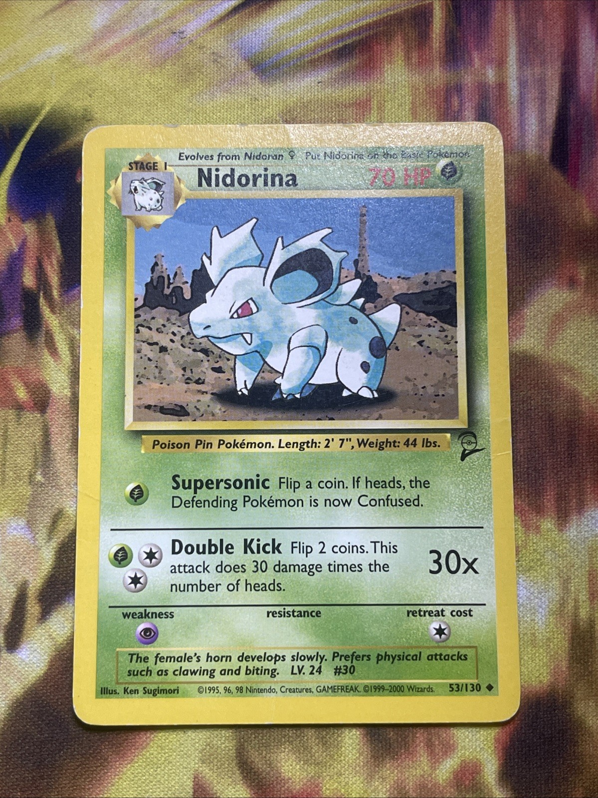 NIDORINA - 53/130 - Base2 Set - Uncommon - Pokemon Card - Unlimited Edition - MP