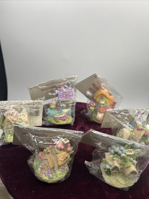 Vintage Mini Resin Easter Village Houses Lot Walmart Figurines Bunny Cottage
