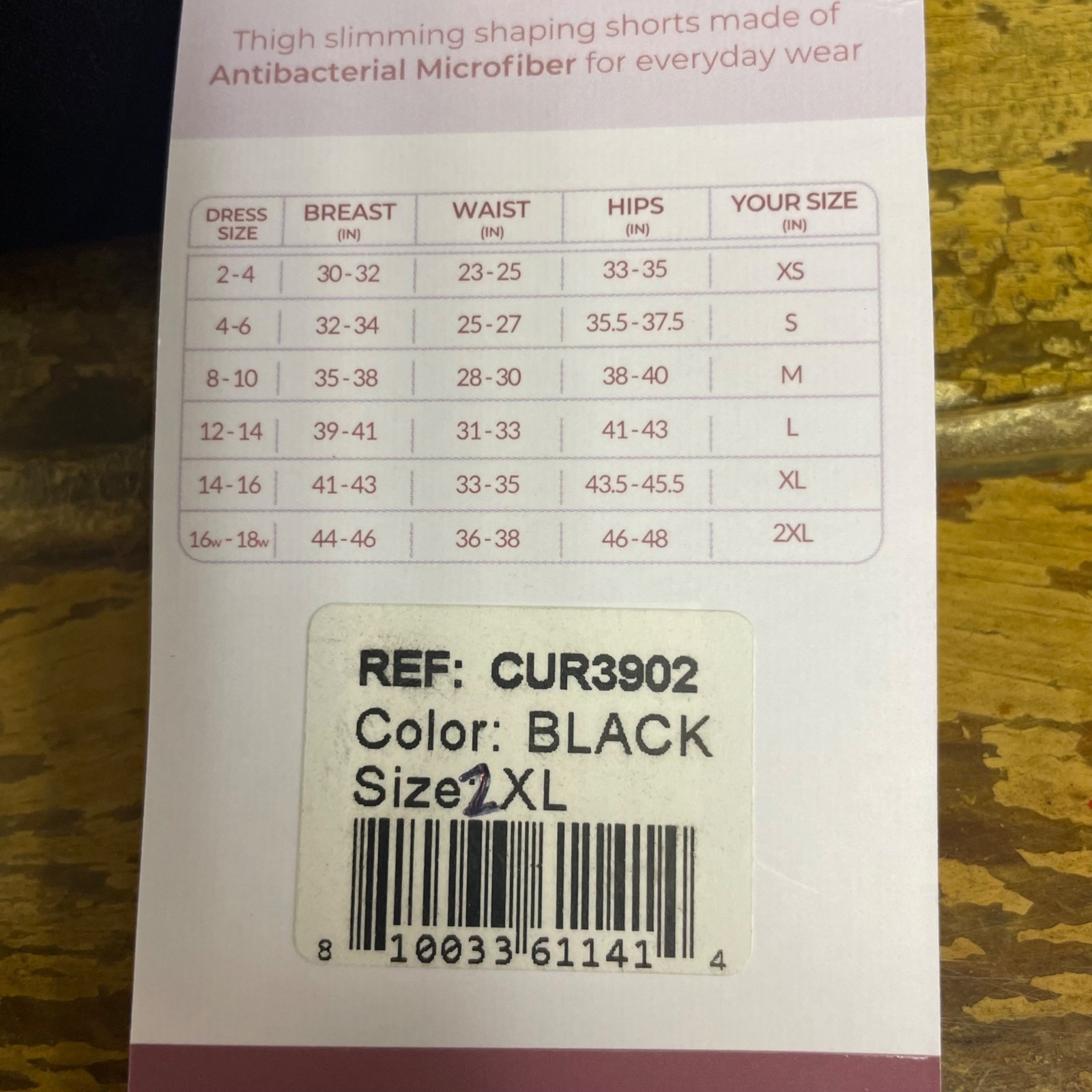 Curveez® Second Skin Thigh Slimmer Shapewear Black Sz 2XL  CUR3902