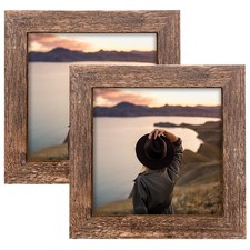 5x5 Picture Frames Set of 2, Square Rustic Wood Grain Photo Frame for Tableto...