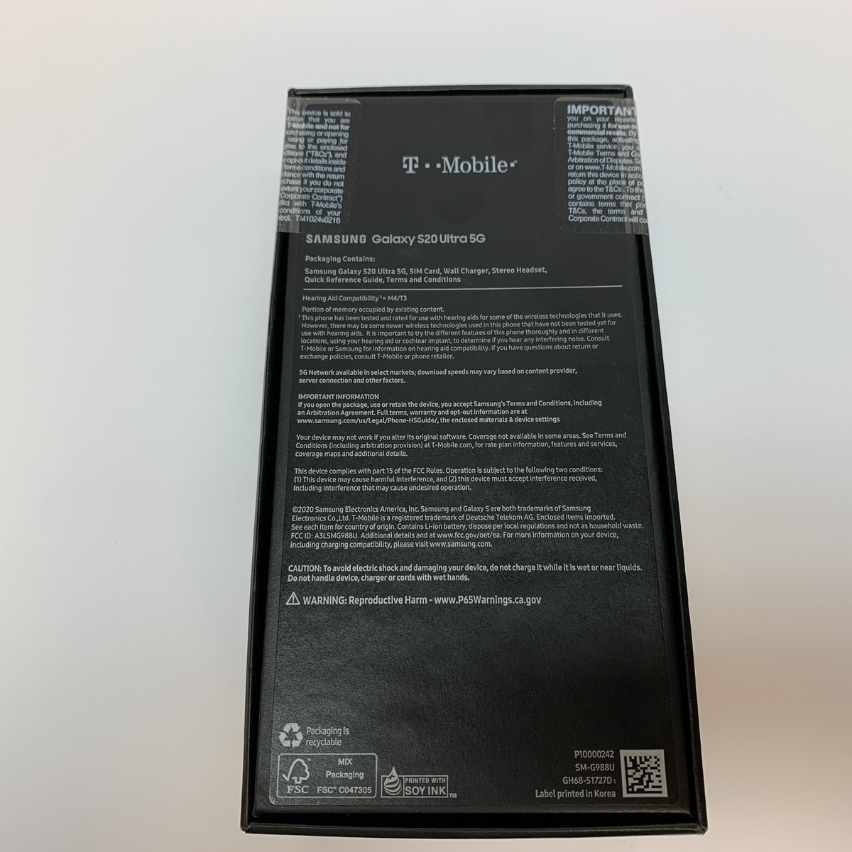 Samsung Galaxy S20 Ultra 5G - 128 GB - Cosmic Black (T-Mobile) for
