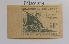 Briefmarkenf&auml;lschung Besetzungsausgabe Saint-Nazaire