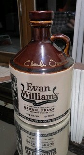 Evan Williams Kentucky Bourbon Barrel Proof Jug Empty Autographed Charlie Downs