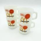 VTG 1970s McDonald’s "Good Morning" Mug Hocking Fire-King Milk Glass Set of 4