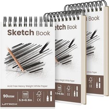 3-Pack Sketchbook 5.5x8.5 Top Spiral Bound 100 Sheets