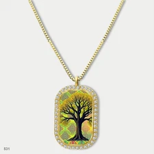 Amazing Colorful Tree of Life Pendant Necklace Chain Image Dog Tag Chain Gift De