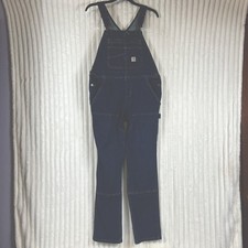 Carhartt Women's Denim Double Front Bib Overalls, 104044 Sz M 8-10 Tall